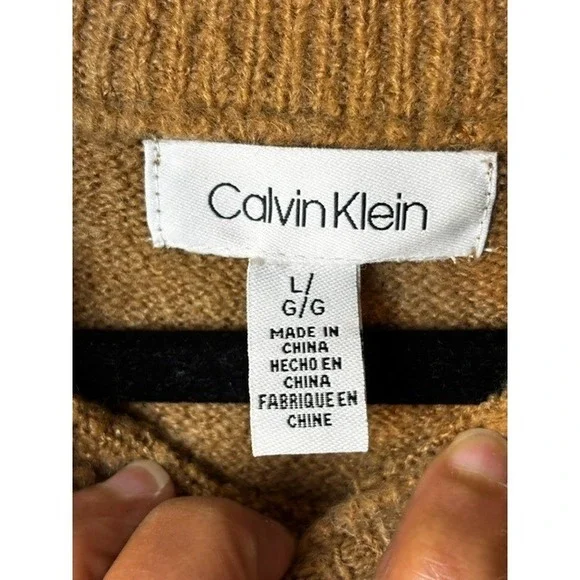 Womens Calvin Klein Large Mock Neck Sweater Cozy Wool Blend Knit Top - Picture 6 of 7